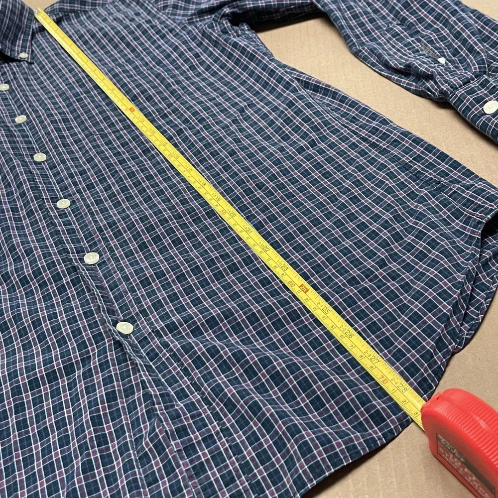 J.Crew‎ Men's Medium Windowpane Plaid Button Down Shirt Preppy Cotton Blue & Red